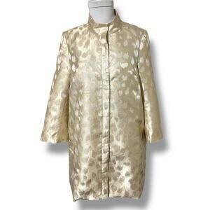NEW Judith March Elegant Cream gold blazer jacket Outerwear leopard print